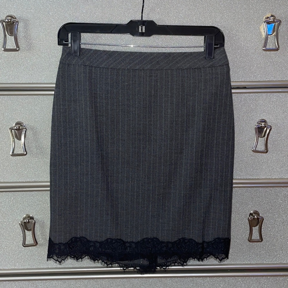 Dark gray ,pinstripe ,lace bottom LOFT skirt